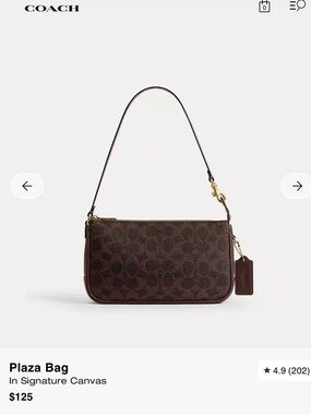 Coach Brown Signature Canvas Shoulder Bag with Gold Hardware